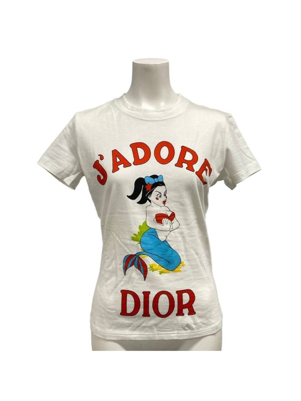 Dior Short Sleeve T-Shirt White Red Multi Cotton 38